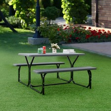 Costway Picnic Table Bench Set Outdoor Backyard Garden Party Dining All Weather picture