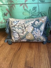 Antique 18th C. French or Flemish Verdure Tapestry Fragment Made to Throw Pillow picture