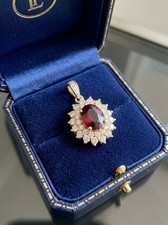 18k gold 3 carat diamonds and 5 carat garnet pendant- GORGEOUS picture