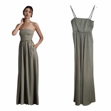 BHLDN Moss Green DressBHLDN Elsie Strapless Moss Green Satin A-Line Gown Dress picture
