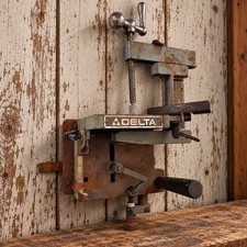 Vintage Delta Tenoning Jig Heavy Cast Metal Industrial Machine Shop Decor picture