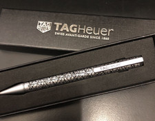 [New wz/Box] TAG Heuer Novelty Silver Stainless Twisted Ballpoint Pen picture