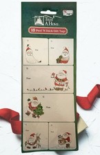 Vintage NOS K-mart Trim A Home Christmas 18 Peel Stick Gift Tags Santa Claus picture