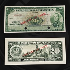 🇻🇪 Venezuela 20 Bolivares 1960-1966 P-43s1 Especimen / Sin Valor UNC Banknote picture