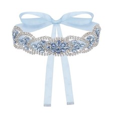 Elegant Crystal Bridal Belt with Light Sapphire Rhinestones - Wedding Sash for G picture
