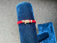 Red Cord Charm Bracelet Adjustable Slip Knot, Silver-Tone Lizard Dangle picture