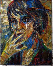 GIRL PORTRAIT OIL█PAINTING REALISM ART█SIGNED VINTAGE ORIGINAL OUTSIDER SCREAM A picture
