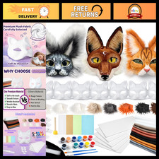 DIY Cat Mask Kit - 51 Pcs Felt, Fur & Eye Mesh - Creative Costume Craft Set picture