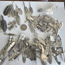 Unfinished Sterling Silver Feather Jewelry Lot 260 grams Vintage (late 80’s) picture