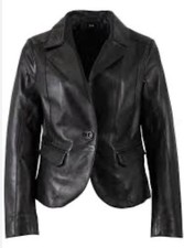 Mauritius Women’s Leather Jacket Blazer Megan Black Sz Medium NWT NEW picture