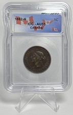 1882-H Canada Queen Victoria Large Cent 1C ICG AU55 Obverse 2 Double Chin Bronze picture
