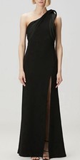 New Aidan Mattox Black One-Shoulder Maxi Evening Dress Size 8 $395 picture