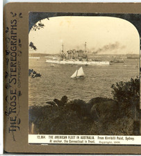 Geo Rose, U.S. Great White Fleet In Australia,Kirrbill Pt,Sydney-Stereoview A196 picture