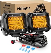 Nilight 2PC 4Inch Amber Led Pods Triple Row 60W Flood Spot Combo Fog Lights picture