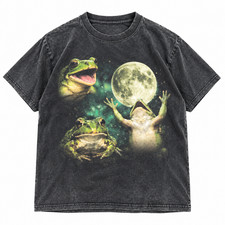Frog Moon Shirt Vintage Amphibian Nature Cottagecore Retro Graphic T-Shirt picture