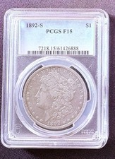 1892-S $1 Morgan Silver Dollar,  PCGS F15 San Francisco Key Date picture