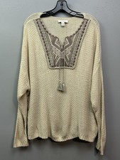 Vintage X America Sweater Womens XL Sydney Embroidered Boho Tassel Pullover picture