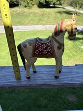 Antique/Vintage Hand Painted Wooden Ghodi Figurine picture