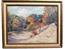 Vintage Framed Original Oil on Board Impressionist Landscape Colorful Autumn picture