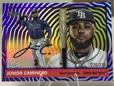 2025 Topps Chrome Junior Caminero #168 Purple Vibrations Refractor /250 Rays picture