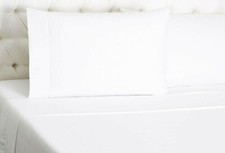 Sferra Gino White Queen Sheet Set 4 PC Solid 100% Cotton Percale 450TC Italy NEW picture