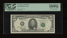 DBR 1995 $5 FRN Boston Fr. 1985-A PCGS 55 PPQ Serial A87935777B picture