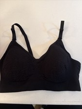 Hofish Medium Nursing Bra Solid Black Soft Comfortable Stretch New In Box W/ext picture
