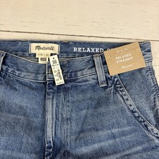 Madewell Relaxed Straight Workwear Carpenter Jeans Mens 33x32 Blue NEW NWT picture