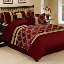 HIG 7PC Comforter Set Bed in a Bag Taffeta Fabric Embroidered Bed for Room Decor picture