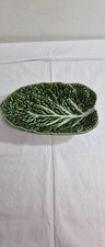 Vintage Subtil Portugal 12 x 7 green cabbage leaf Majolica serving bowl P24 picture