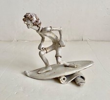 Vintage Bencini Surfer Sculpture Ceramic Figurine Surfboard Signed Italy # 053 picture