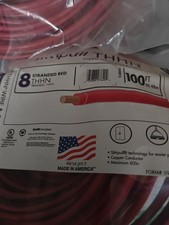 USA Southwire 100ft 8 Gauge Red Stranded Copper THHN Wire Roll picture