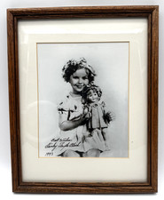 Shirley Temple Framed Photo with Facsimile Reprint Autograph Black & White picture