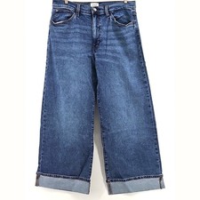 Hudson Womens Jolene High Rise Wide Leg Cuffed Jeans Blue Denim Size 31 NWT picture