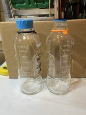2x DURAN YOUTILITY 1000ml 1L Laboratory Glass Media Bottles picture