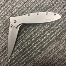 Kershaw 1660 Leek Assisted Silver Stainless Drop Point Plain Liner Lock Knife picture