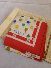  Vintage Gucci Fruit & Stripe Silk Scarf picture