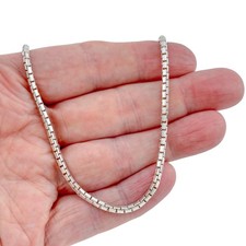Vintage Italian Sterling Silver 925 Venetian Box Chain Necklace 34