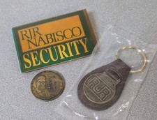 Rare R.J. Reynolds Tobacco Security Badge Challenge Coin & Leather Keychain Lot picture