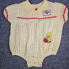 Tweety Bird Warner Bros Bubble romper Vintage Size 6-9 Months  picture