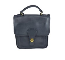 AUTH Vintage COACH Station Navy Blue Leather Top Handle Bag Purse No Strap 5130 picture