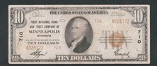 FIRST NATIONAL BANK AND TRUST CO OF MINNEAPOLIS 1929 $10,  CHARTER# 710 picture