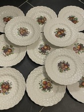 Vtg. Alden Copeland Spode 9” Luncheon Plates Daisy Embossed Set Of 12 Numbered picture