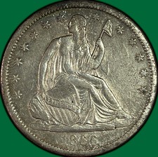 1866-S Motto Seated Liberty Half Dollar Almost Uncirculated AU Coin #45380 picture