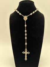 Vtg Chapel Rosary Beads Cross Crucifix Aurora Borealis Glass picture