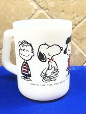 1965 Federal Milk Glass Peanuts Snoopy Charlie Brown Lucy Coffee Mug picture