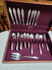 1847 Rogers bros. Springtime Pattern Silverplate ware 1957 50 pcs. and case picture