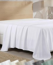 California Design Den Soft 100% Cotton Sateen King Flat Sheets, White picture