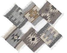 Hand Loomed Rug Mug Coasters, Set of 6 Hand Woven Zapotec Mini Rugs Mats picture