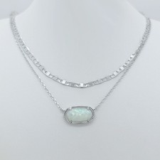 Kendra Scott Elisa Multi Strand Silver Plated Pendant Necklace In White Opal picture